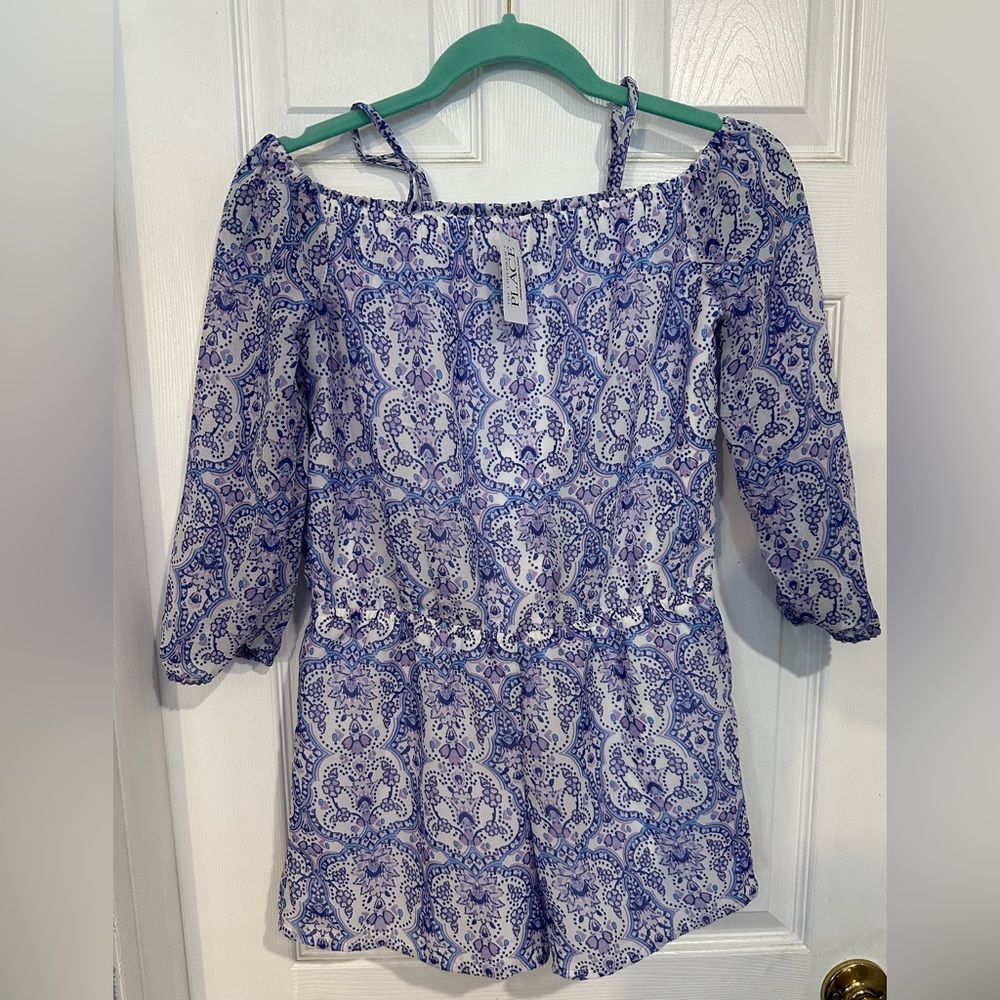 NWT The Children’s Place Girls Purple & White Romper Size 10-12
